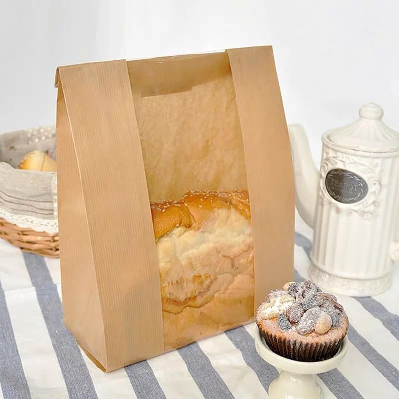 UDAREIT 10 Pack Large Paper Bread Bags for Homemade Sourdough Loaves Bread Bags with Window for Homemade Bread Gift Giving, Sourdough Bread Packaging Storage with Label Seal Stickers(13.7x8.2x3.5 inch) - Image 4